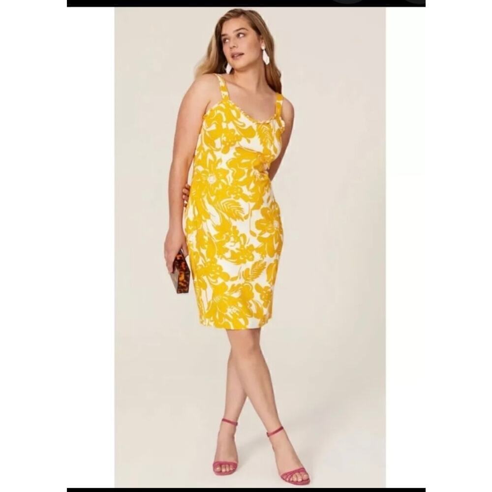 Trina Turk Zile Floral Sheath Dress Size 6 White Yellow